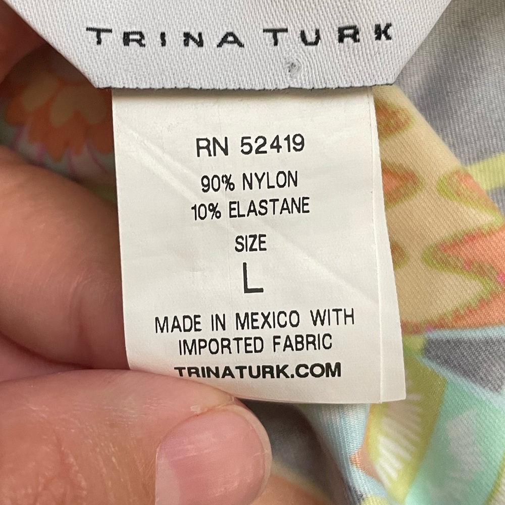 Trina Turk Tahitian Floral Stretch Jersey Cover Up Tunic Dress Large tropical - Picture 5 of 6